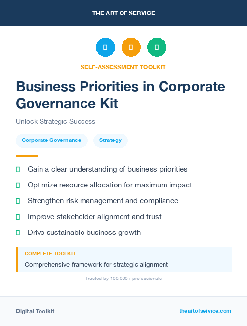 Business Priorities in Corporate Governance Kit
