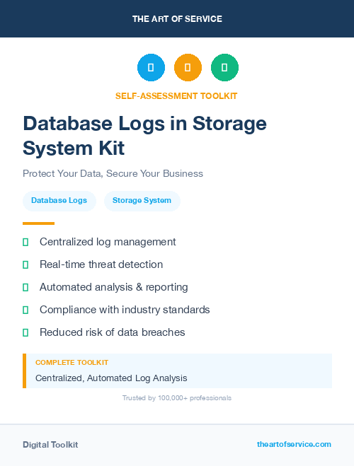 Database Logs in Storage System Kit