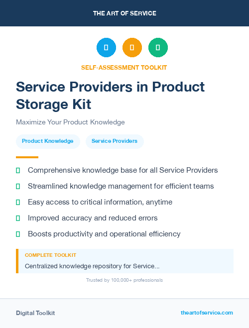 Service Providers in Product Storage Kit