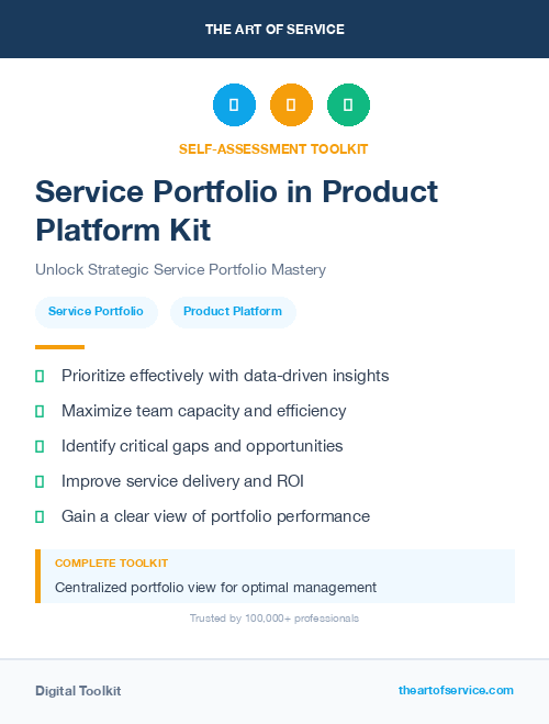 Service Portfolio in Product Platform Kit