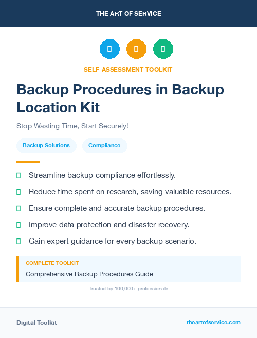 Backup Procedures in Backup Location Kit