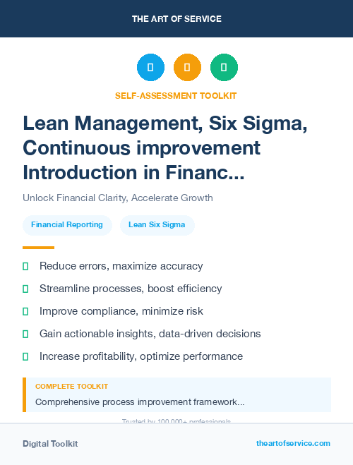 Lean Management, Six Sigma, Continuous improvement Introduction in Financial Reporting Kit