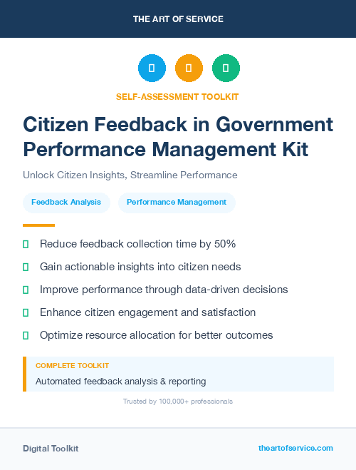 Citizen Feedback in Government Performance Management Kit