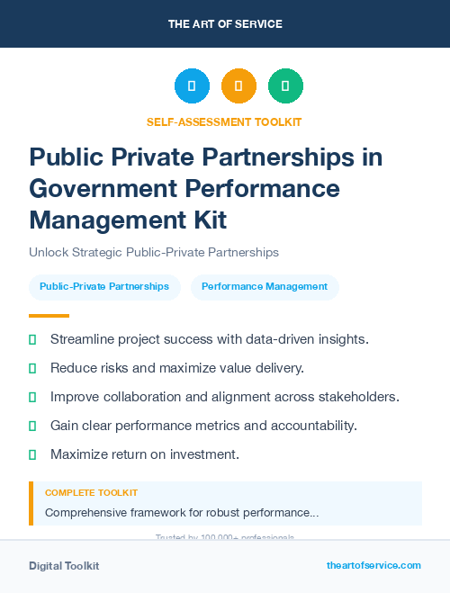 Public Private Partnerships in Government Performance Management Kit