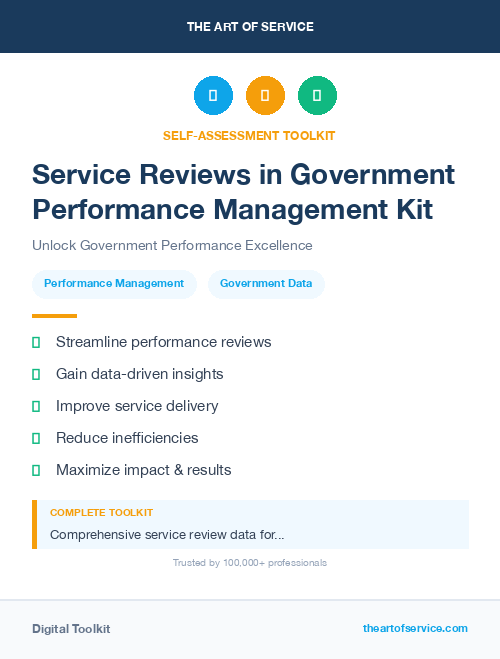 Service Reviews in Government Performance Management Kit