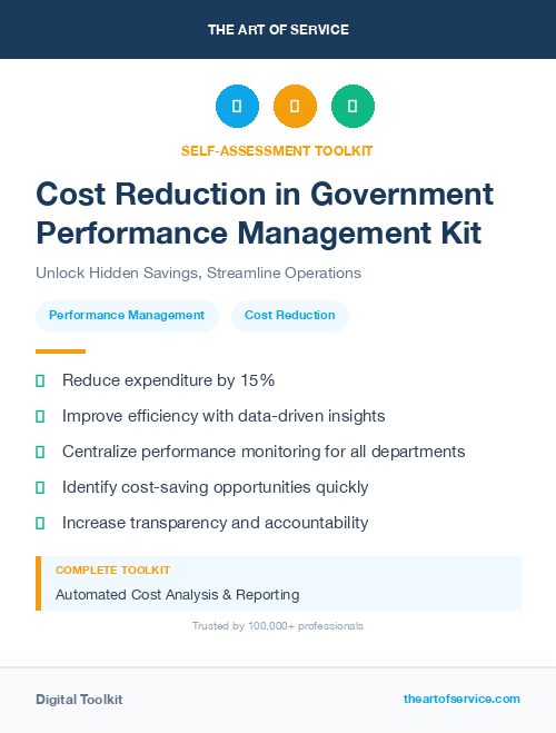 Cost Reduction in Government Performance Management Kit