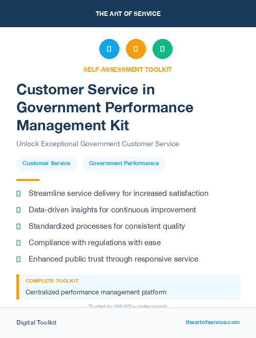 Customer Service in Government Performance Management Kit