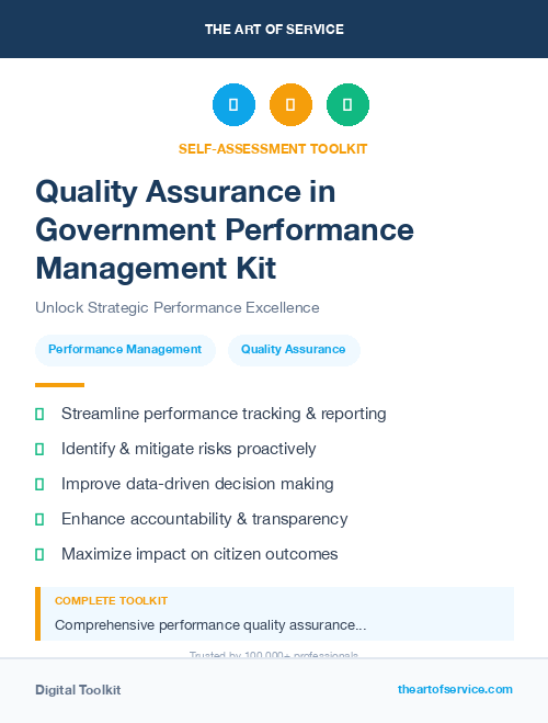 Quality Assurance in Government Performance Management Kit