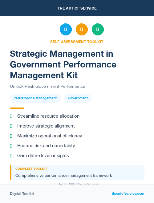 Strategic Management in Government Performance Management Kit