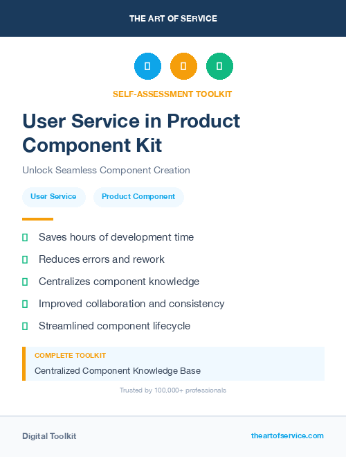 User Service in Product Component Kit