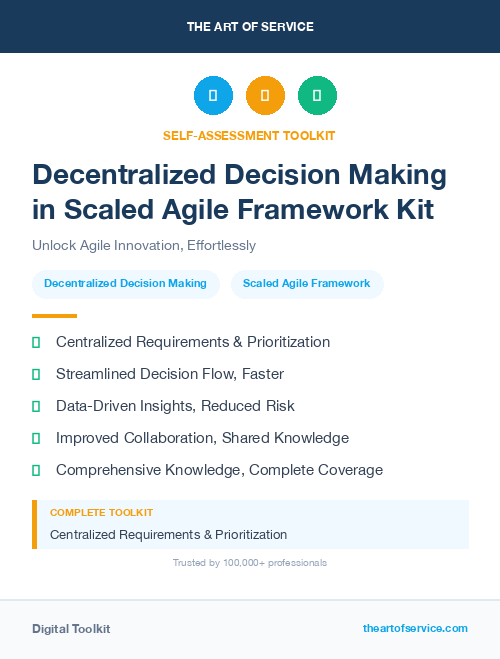 Decentralized Decision Making in Scaled Agile Framework Kit