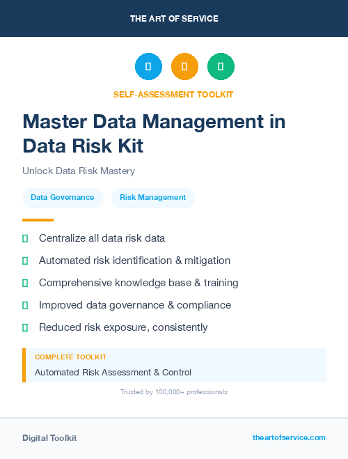 Master Data Management in Data Risk Kit