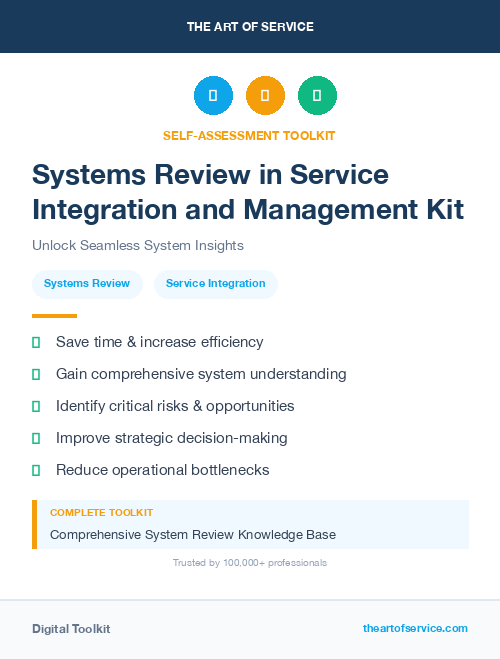 Systems Review in Service Integration and Management Kit