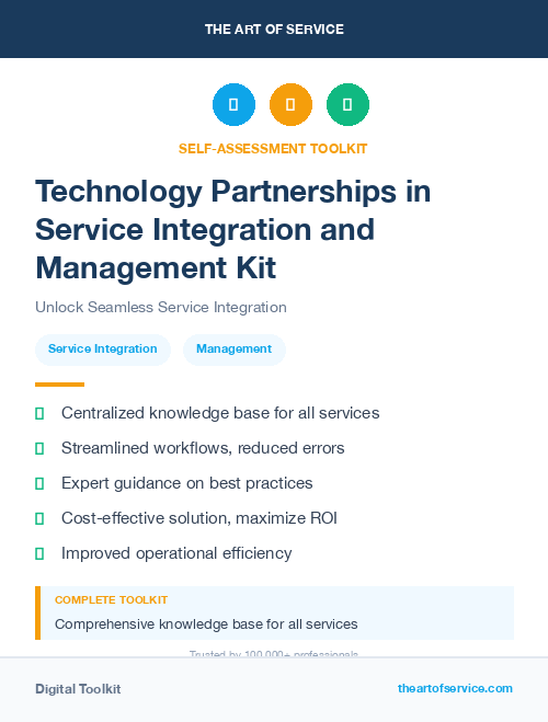Technology Partnerships in Service Integration and Management Kit