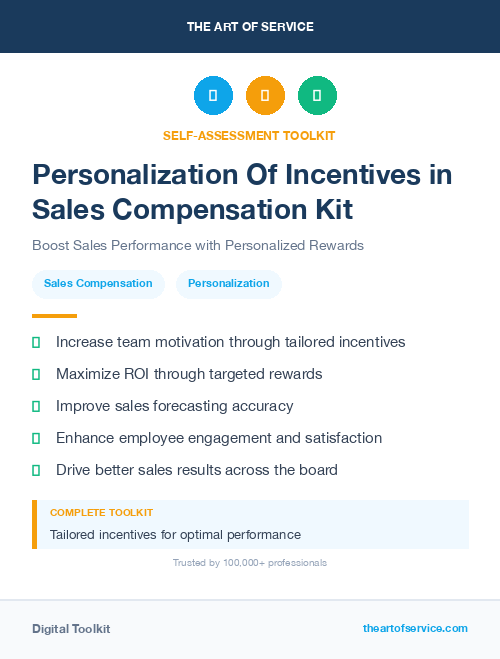 Personalization Of Incentives in Sales Compensation Kit