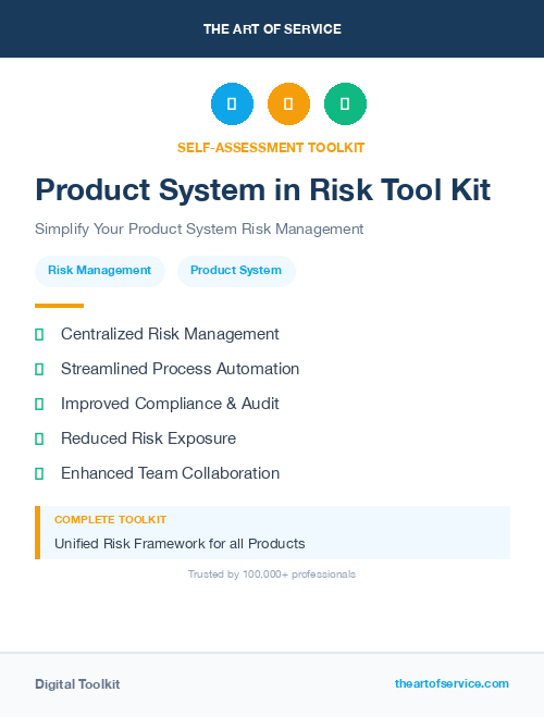 Product System in Risk Tool Kit