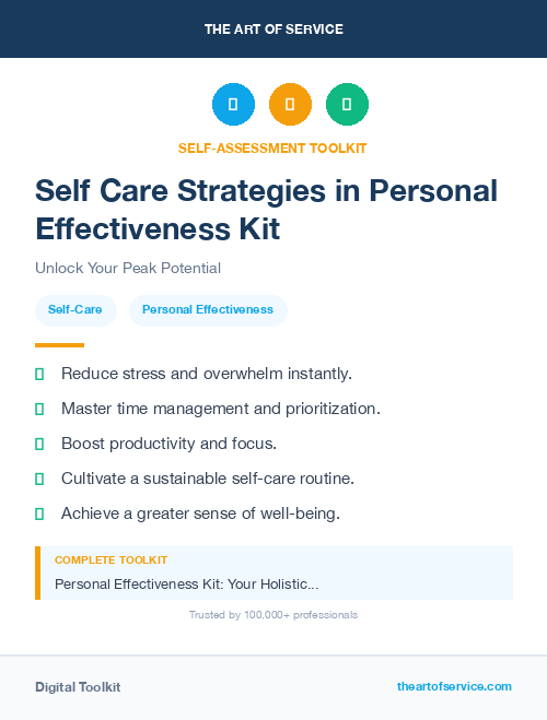 Self Care Strategies in Personal Effectiveness Kit