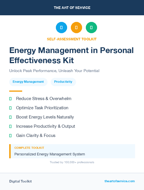 Energy Management in Personal Effectiveness Kit