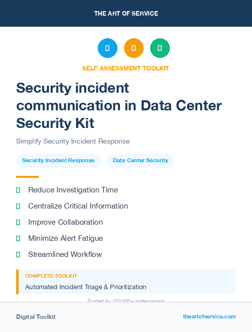 Security incident communication in Data Center Security Kit