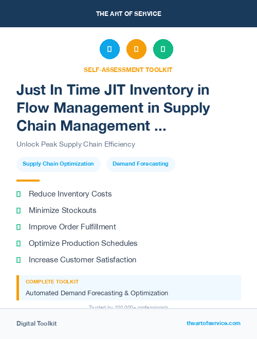 Just In Time JIT Inventory in Flow Management in Supply Chain Management and Logistics Kit