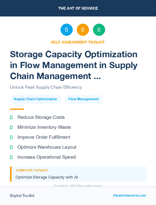 Storage Capacity Optimization in Flow Management in Supply Chain Management and Logistics Kit