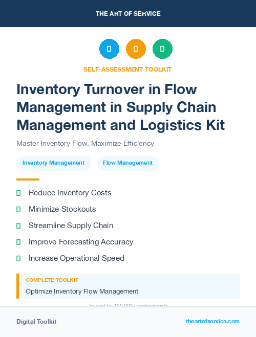 Inventory Turnover in Flow Management in Supply Chain Management and Logistics Kit