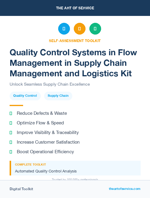Quality Control Systems in Flow Management in Supply Chain Management and Logistics Kit