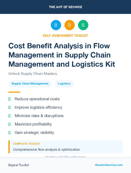 Cost Benefit Analysis in Flow Management in Supply Chain Management and Logistics Kit