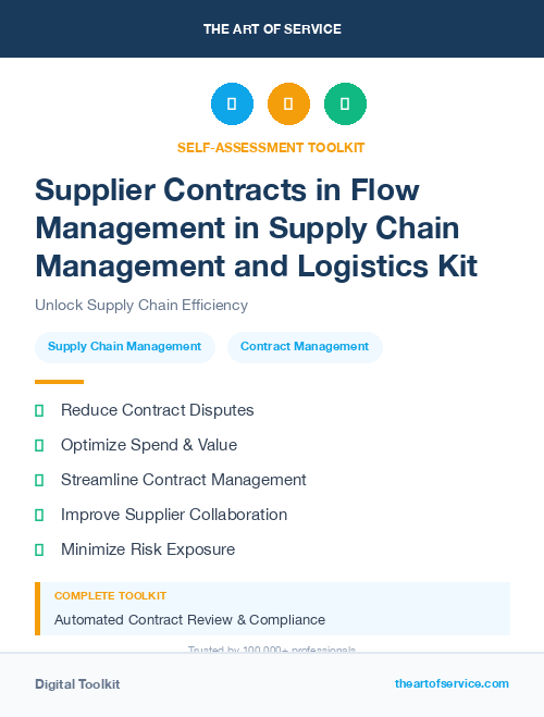 Supplier Contracts in Flow Management in Supply Chain Management and Logistics Kit