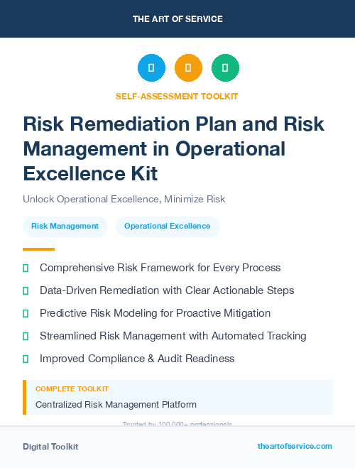 Risk Remediation Plan and Risk Management in Operational Excellence Kit