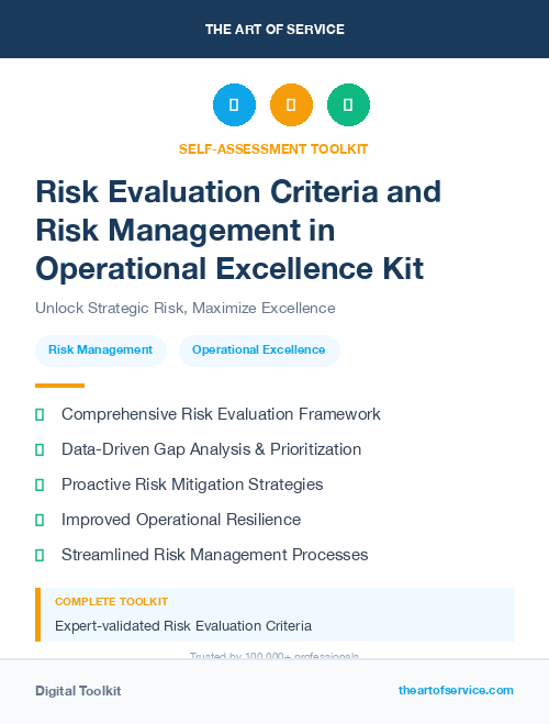 Risk Evaluation Criteria and Risk Management in Operational Excellence Kit