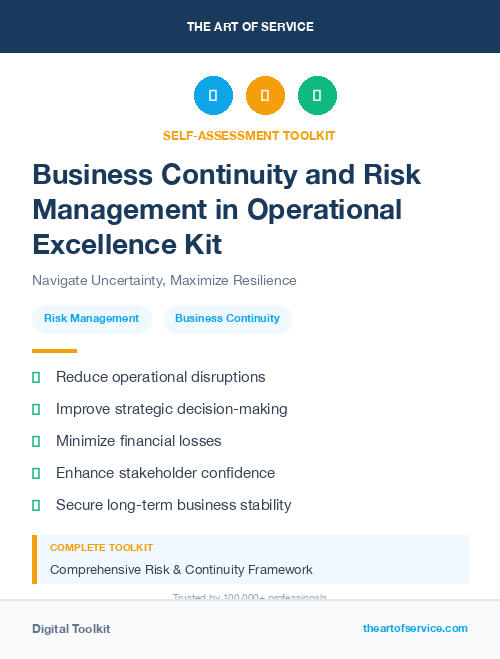 Business Continuity and Risk Management in Operational Excellence Kit