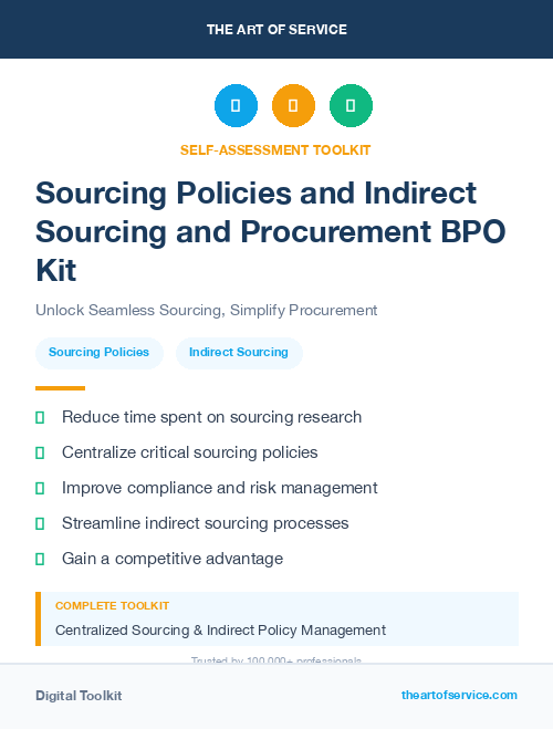 Sourcing Policies and Indirect Sourcing and Procurement BPO Kit