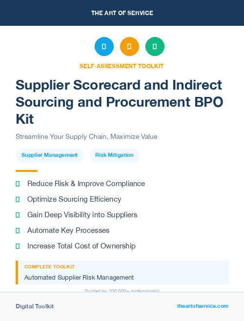 Supplier Scorecard and Indirect Sourcing and Procurement BPO Kit