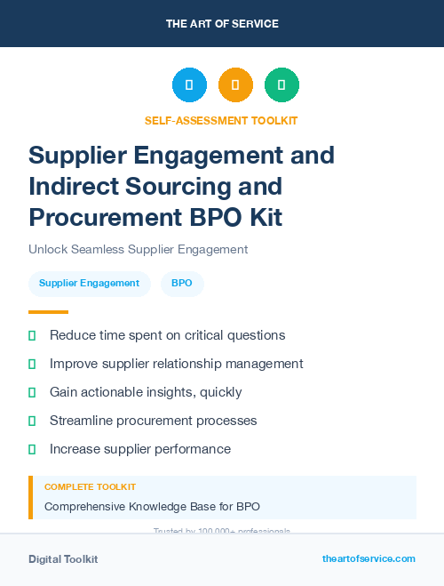 Supplier Engagement and Indirect Sourcing and Procurement BPO Kit