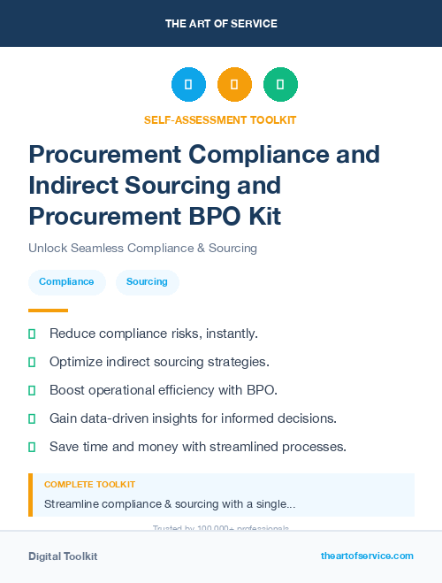 Procurement Compliance and Indirect Sourcing and Procurement BPO Kit
