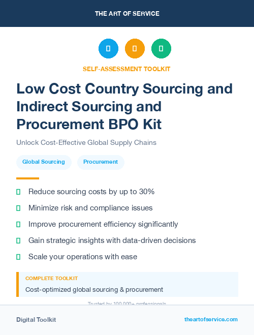 Low Cost Country Sourcing and Indirect Sourcing and Procurement BPO Kit