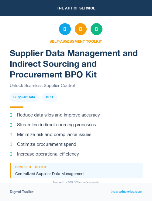 Supplier Data Management and Indirect Sourcing and Procurement BPO Kit