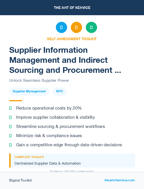 Supplier Information Management and Indirect Sourcing and Procurement BPO Kit