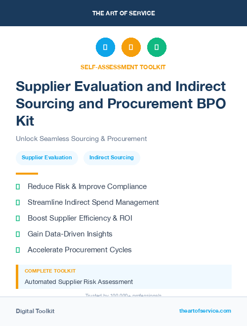 Supplier Evaluation and Indirect Sourcing and Procurement BPO Kit