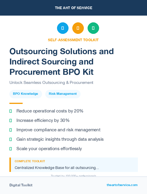 Outsourcing Solutions and Indirect Sourcing and Procurement BPO Kit