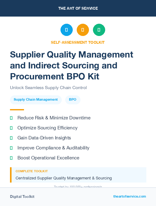 Supplier Quality Management and Indirect Sourcing and Procurement BPO Kit
