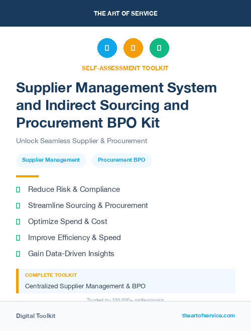 Supplier Management System and Indirect Sourcing and Procurement BPO Kit