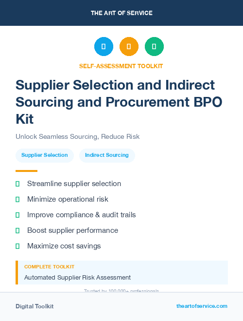 Supplier Selection and Indirect Sourcing and Procurement BPO Kit