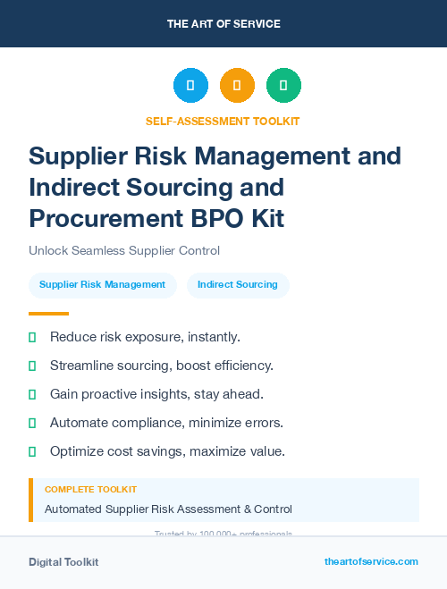 Supplier Risk Management and Indirect Sourcing and Procurement BPO Kit