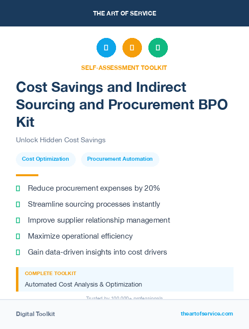 Cost Savings and Indirect Sourcing and Procurement BPO Kit