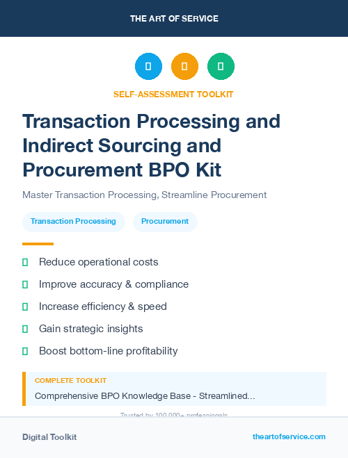 Transaction Processing and Indirect Sourcing and Procurement BPO Kit