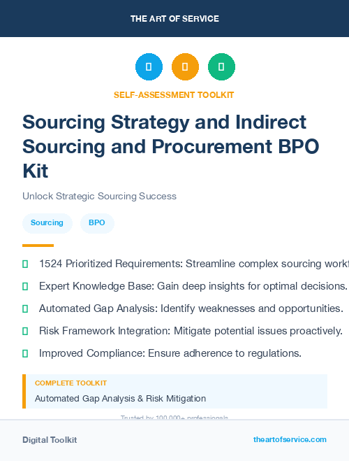 Sourcing Strategy and Indirect Sourcing and Procurement BPO Kit