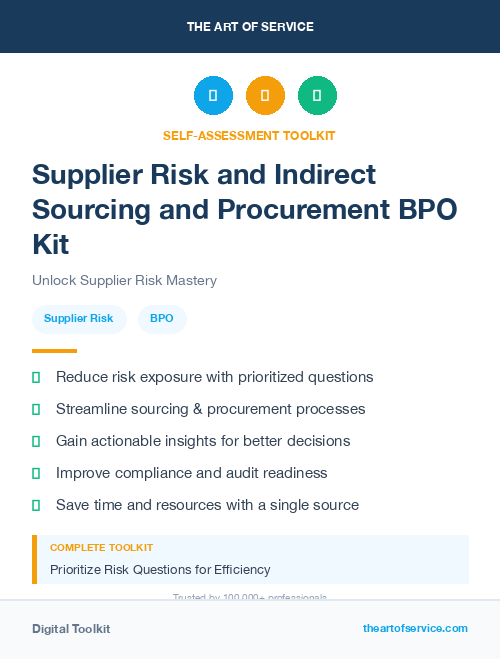Supplier Risk and Indirect Sourcing and Procurement BPO Kit