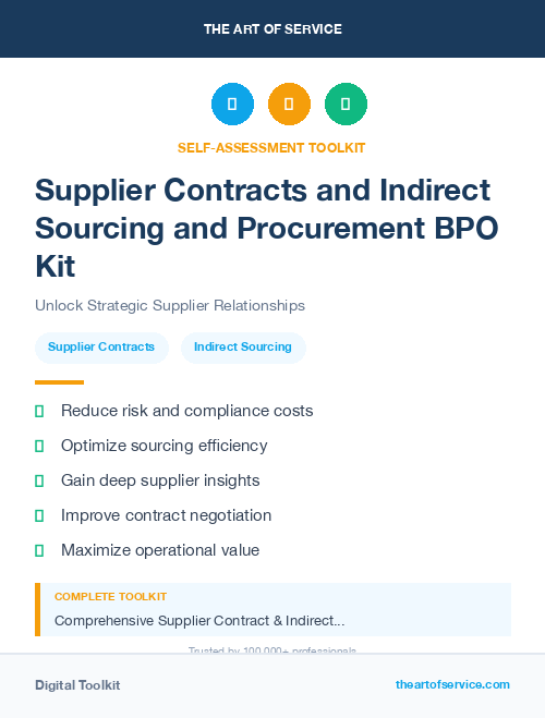 Supplier Contracts and Indirect Sourcing and Procurement BPO Kit